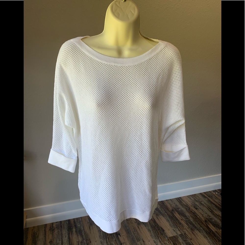 J. Jill  NWT White Loose Knit Pullover Tunic Beach Sweater Top Size XSmall NWT